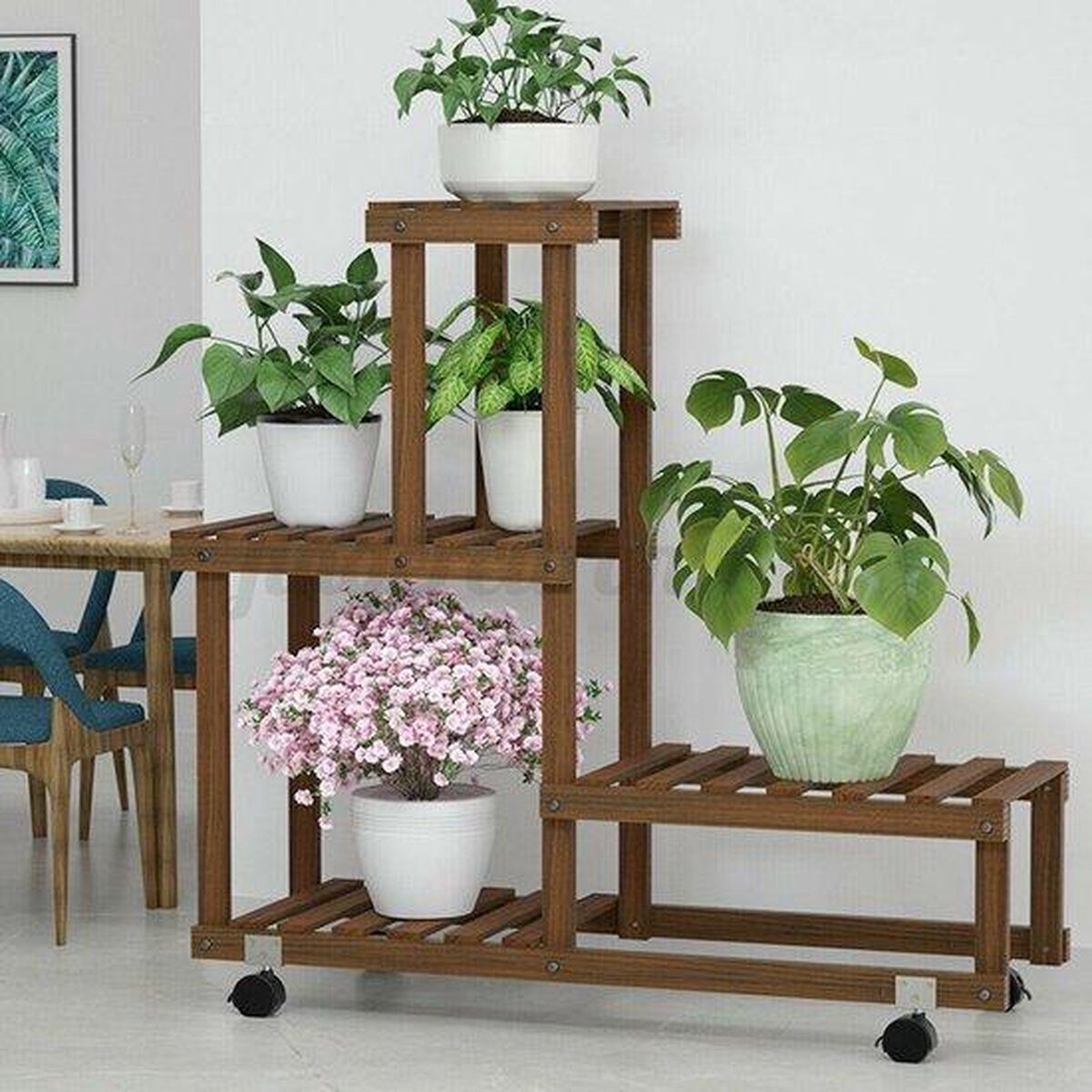 thumbnail: EDA Plantenroller Op Wieltjes - Ø 30 Cm, 5 Multidirectionele Wielen, Draagt Tot 150 Kg - Steenlook Design, Leisteen Grijs