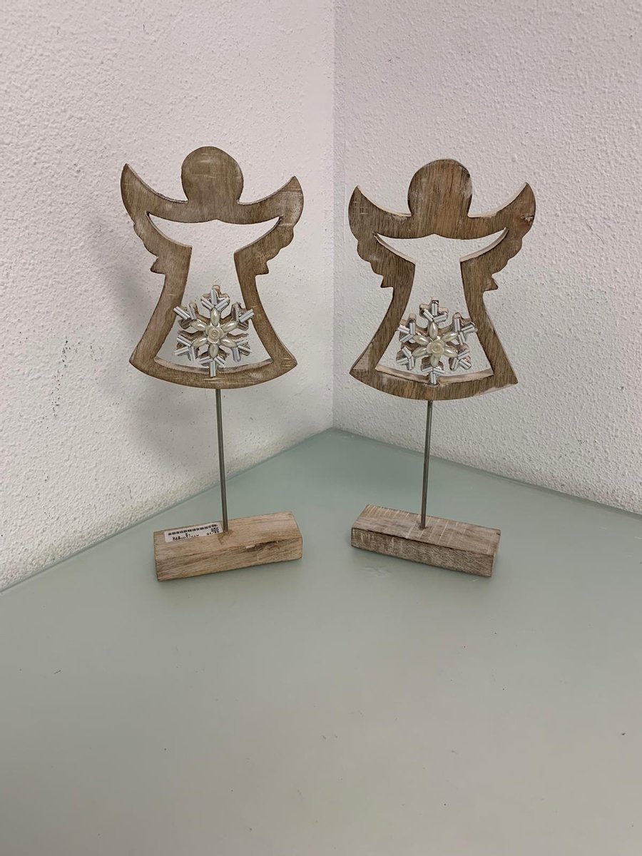 Houten engeltjes twee stuks