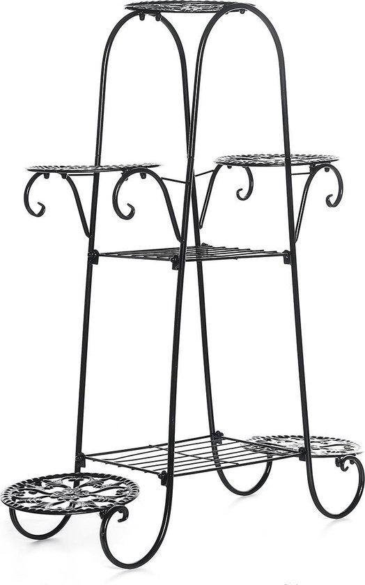 unho Smeedijzeren plantenrek, metalen plantenrek met 4 niveaus, voor planten, bloemen, draaibaar, ideaal voor huis, balkon, tuin, maximale belasting 20 kg, 53 x 90 cm, maat L
