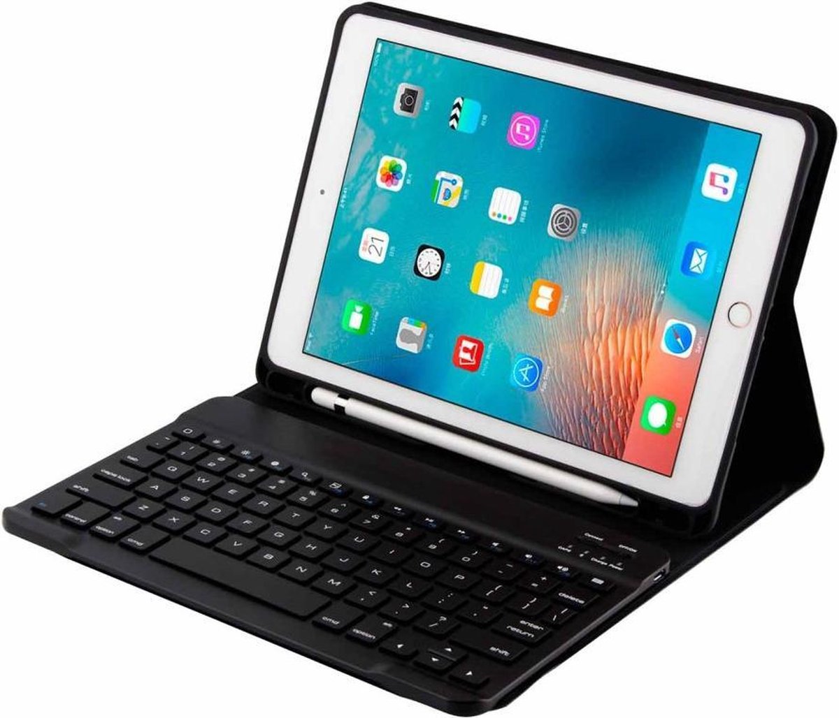 Geschikt voor iPad 9.7 (Air / Air 2 / pro 9.7 / iPad 2017 / 2018) toetsenbord hoes - zwart