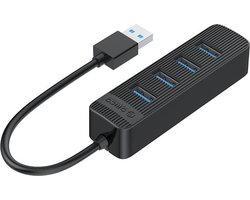 ORICO USB 3.0 hub met 4 USB-A poorten - extra USB-C stroomtoevoer - zwart