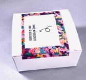 Kleine witte vierkante geschenkdoosjes - 15 stuks - met hoogwaardige sticker Thank you - Afmetingen: H 3 cm B 7 cm - set van 15 st