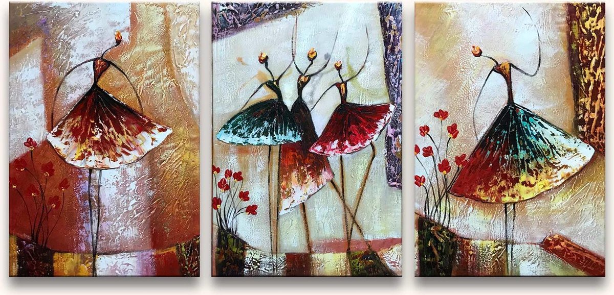 Handgeschilderd schilderij Olieverf op Canvas - Vreugdedans