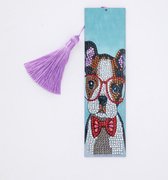 Diamond Painting Boekenlegger - Hond met bril - Ronde steentjes - Hobbypakket