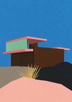 Kleuren Poster - Huis in Woestijn - Wandposter 60 x 40 cm