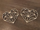 2 HOUTEN ONDERZETTERS | HART | GEOMETRISCH| ONBEHANDELD| 4MM BERKENHOUT | 10CM