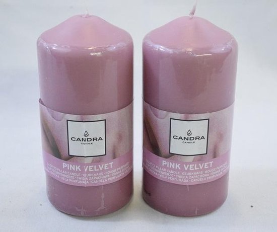 Candra - Geurkaars kaars - 2 stuks kaarsen - Pink Velvet - 46 branduur per kaars - heerlijk geurend - stompkaars - roze