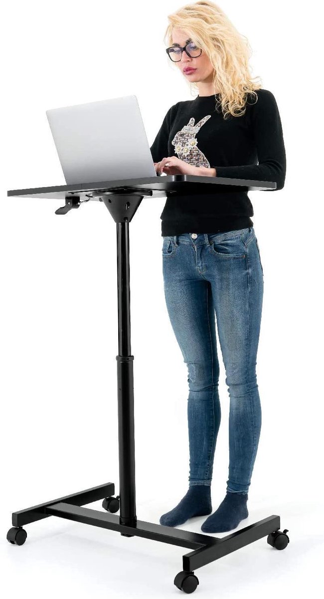 Tatkraft Vanessa - Laptoptisch Höhenverstellbar, mit Mausablage, mit Rollen, Mobil & Ergonomisch für Sofa, Bett, Sessel, MDF-Holz, Stahl, Schwarz