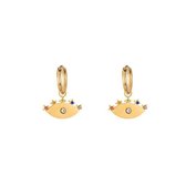 Go Dutch Label Oorbellen Oog Strass Multi Goud 3cm E1376-3