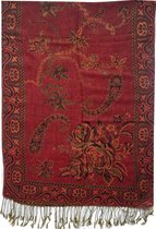 Pashmina sjaal met bloemen print Olijfgroen Bruine Omkeerbaar Winter shawl