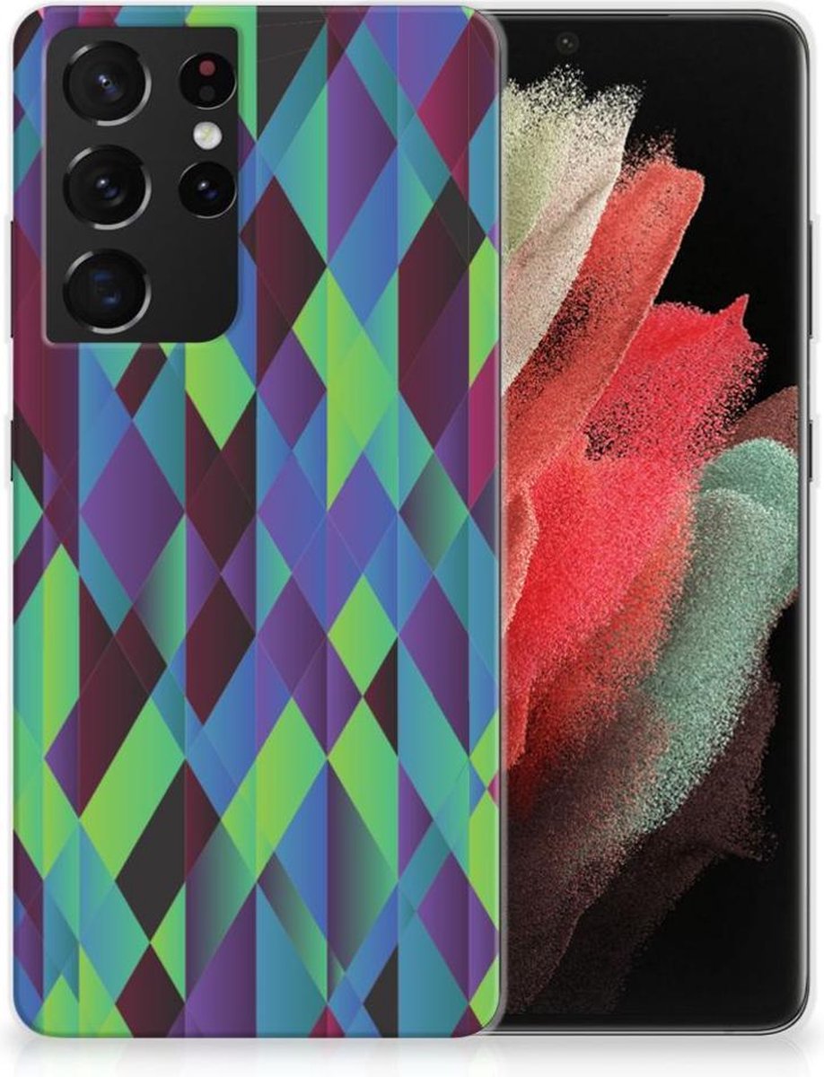 Samsung Galaxy S21 Ultra TPU Hoesje Abstract Green Blue