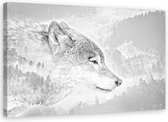 Schilderij Grijze wolf, 2 maten, grijs/wit (wanddecoratie)