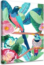 Schilderij Kleurrijke vogels, 2 maten (wanddecoratie)