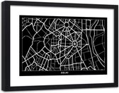 Foto in frame , Plattegrond Delhi , 120x80cm , Zwart wit , wanddecoratie
