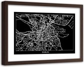 Foto in frame , Plattegrond Dublin , 120x80cm , Zwart wit , wanddecoratie