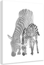 Schilderij Twee zebra's, 2 maten, zwart-wit (wanddecoratie)