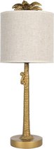 Clayre & Eef Tafellamp Ø 20x53 cm  Beige Goudkleurig Kunststof Rond Palmboom Bureaulamp Sfeerlamp