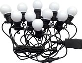 Prikkabel - Lichtsnoer - E27 Fitting - Viron Priko - 10 Lampen - 5 Meter - 5W - Warm Wit 3000K - Zwart - BES LED