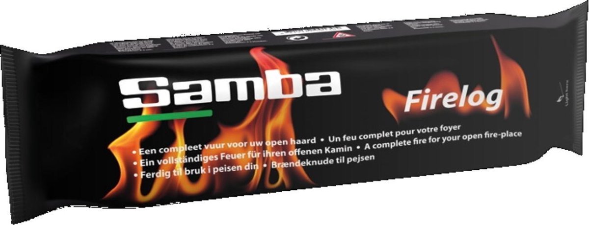 Samba Firelog - Haardblok - Paraffine - 1,1 kg. Inclusief 160 aanmaakblokjes