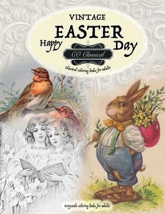 VINTAGE EASTER Classical coloring books for adults. Grayscal ... - cover