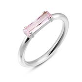 Twice As Nice Ring in edelstaal, baguette, roze kristal  60