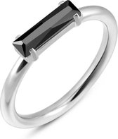 Twice As Nice Ring in edelstaal, baguette, zwart kristal  52