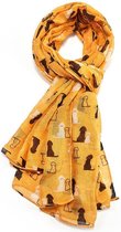 Lichte dames sjaal met honden print | geel | mode accessoire | cadeau voor haar