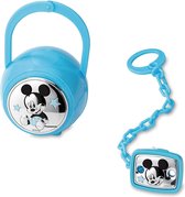 Clip / fopspeen band + fopspeen ketting met doos - blauw