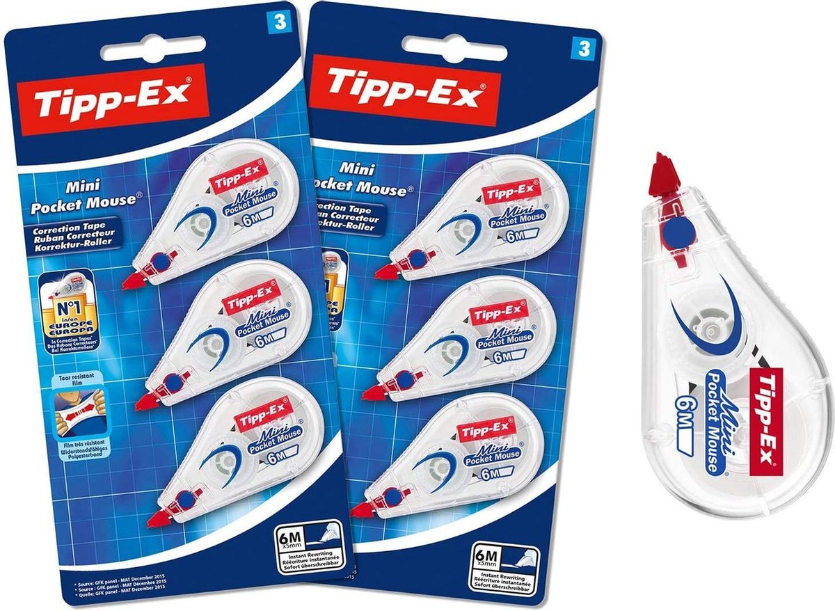 Tipp-Ex, Souris, Roller correcteur, Blanc, Easy Correct, 4,2 mm x