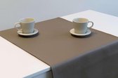 1x Monaco Tafelloper Taupe - lederlook - Taupe - Loper - kunstleder - 140x45cm