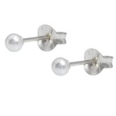 Zilveren oorknopjes met 3mm mini pareltje wit