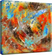 Veelkleurige Abstracte! 50x50cm Origineel Olieverfschilderij Gedrukt Op 100% Katoenen Canvas. Uitgerekt Op Frame. Wandhanger Geïnstalleerd.