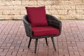 Fauteuil Ameland vlak Roodan zithoogte 40 cm rubinRood,Grijs-meliert