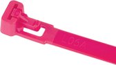 Kabelbinders/tyraps hersluitbaar roze. 540mm x 7.6mm. 1x100 stuks + Kortpack pen (099.1018)