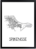 Spijkenisse Plattegrond poster A2 + fotolijst zwart (42x59,4cm) - DesignClaudShop