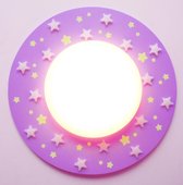 Funnylight baby en kinderlamp LED sterrenhemel in warm lila - Trendy plafonniere voor de kids slaapkamer met glow in the dark sterren