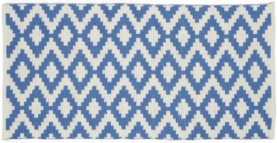 Handgeweven Vloerkleed wol Napua 60x90 ecru-blauw - buitentapijt