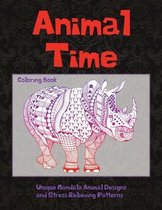 Animal Time - Coloring Book - Unique Mandala Animal Designs and Stress Relieving Patterns