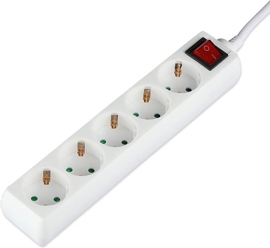 Verlengsnoer met Schakelaar – Viron Serino – 3680W – 5 Stopcontacten – 1.5 Meter – Wit | Nederland