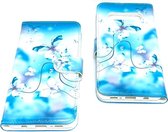 Samsung Galaxy S10 Plus Blauw Print Portemonnee Kunstleer Luxe Wallet Case -TPU  hoesje met pasjes Flip Cover - Boek  beschermend Telefoonhoesje