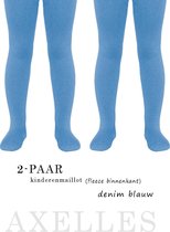 Collants épais pour enfants doublés de tissu éponge doux, taille 104/110, bleu denim.