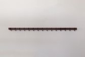 Vij5 - Coatrack By The Meter door Maarten Baptist - metalen wandkapstok, lasergesneden uit een buisprofiel met 15 haken - 150cm - RAL8017 chocolade-bruin