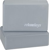 Relaxdays yoga blok - set van 2 - hardschuim - verschillende kleuren - grijs