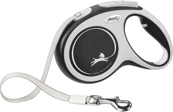 Flexi New Comfort Tape - Hondenriem - Grijs Zwart - M - 5 m - Middelgrote Honden