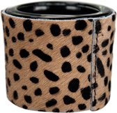 Set van 2 luxe handgemaakte theelichthouders Cheetah small spots | Beige koehuid | 100% echt leer