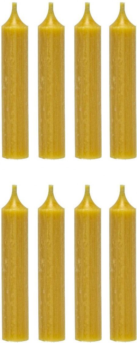Branded By | Dinerkaarsen 12 cm | Natur / Oker Geel | 8 stuks | 5 branduren