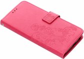 Klavertje Bloemen Booktype Motorola Moto G6 Plus hoesje - Roze