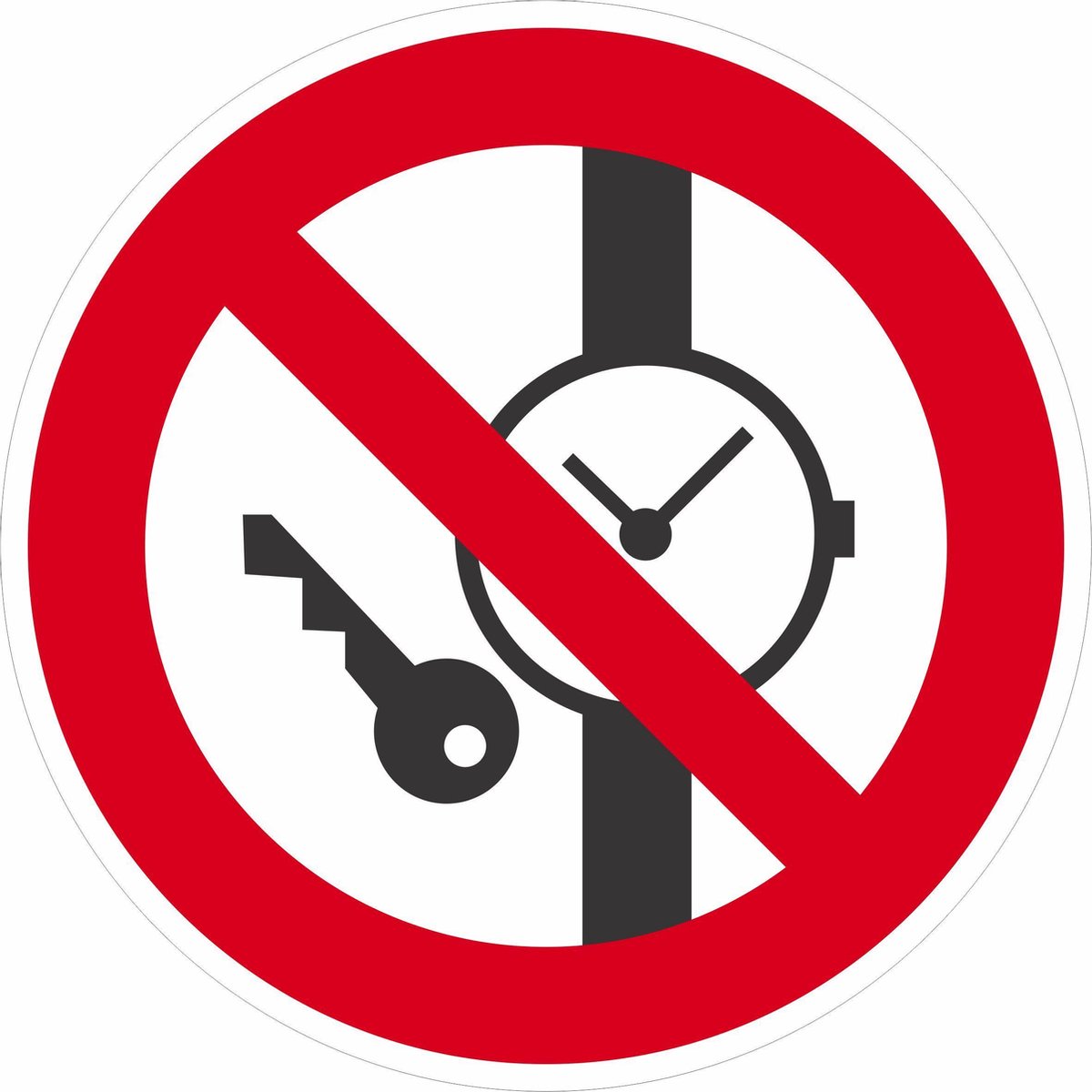 2 x Pictogram Sticker - Verbod Sticker -Kleine metalen voorwerpen verboden - 20 cm