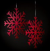 Kerstkaarten houder - Set van 2 - Sneeuwvlok - Rood - Metaal - Kerstversiering - Kaartenhouder