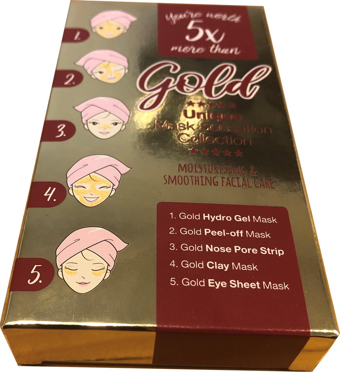 Goud masker | 5 Stuks | Hydro Gel | Peel-off | Nose Pore Strip | Clay Mask | Eye Sheet | Gold Mask